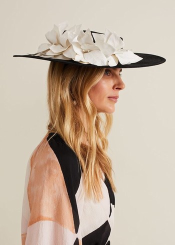 Phase Eight 3d Flower Statement Boater Fascinator Hats Black/White Canada | TOPMLN-825